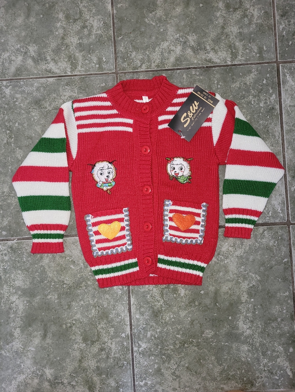 NWT Adorable S&W Colorful Long Sleeve Knit Cardigan Fits 3T–4T Tagged L